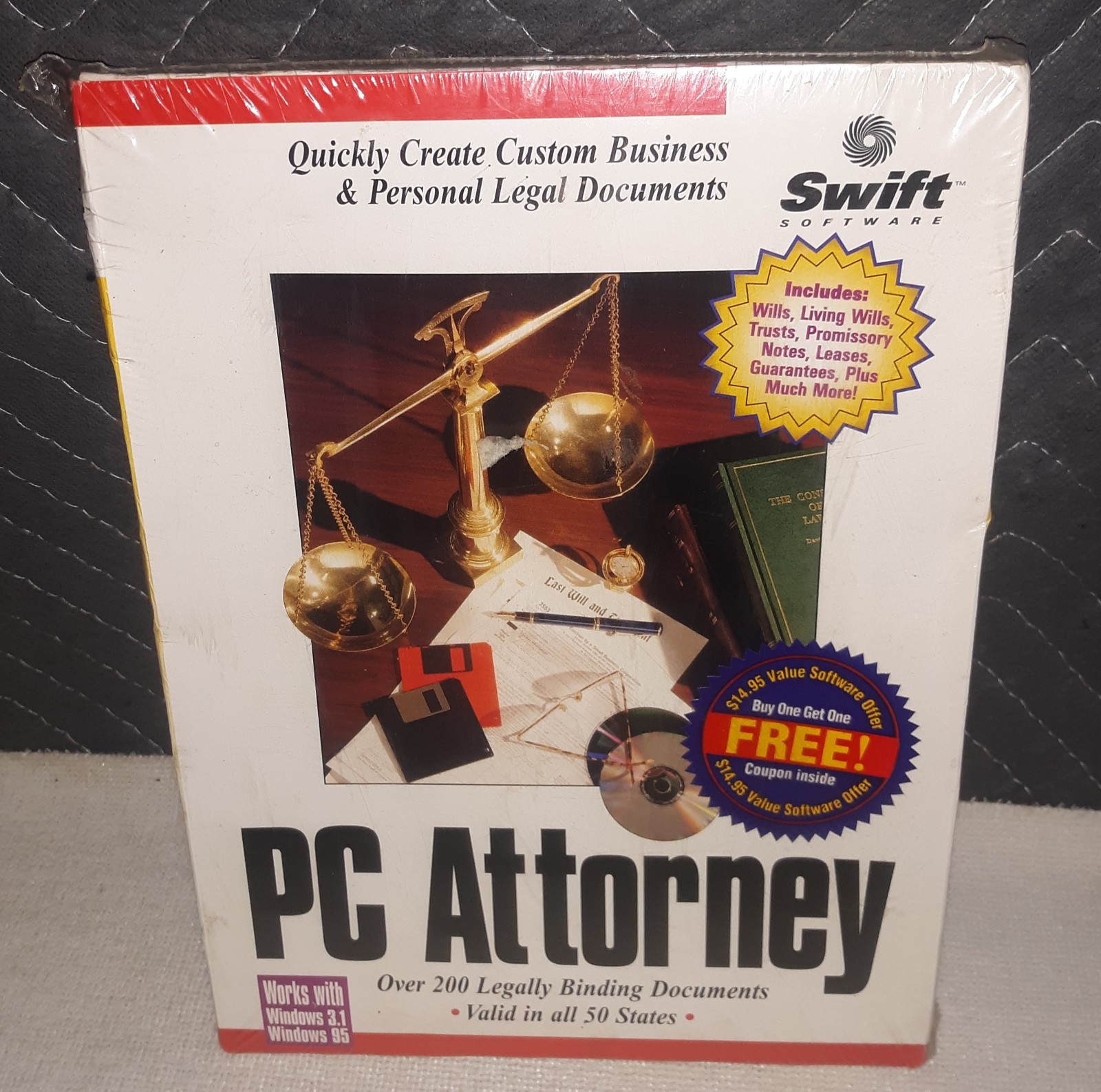 PC Attorney Legal Software Windows 95/3.1 Cosmi CD New Sealed – Vintage 1997
