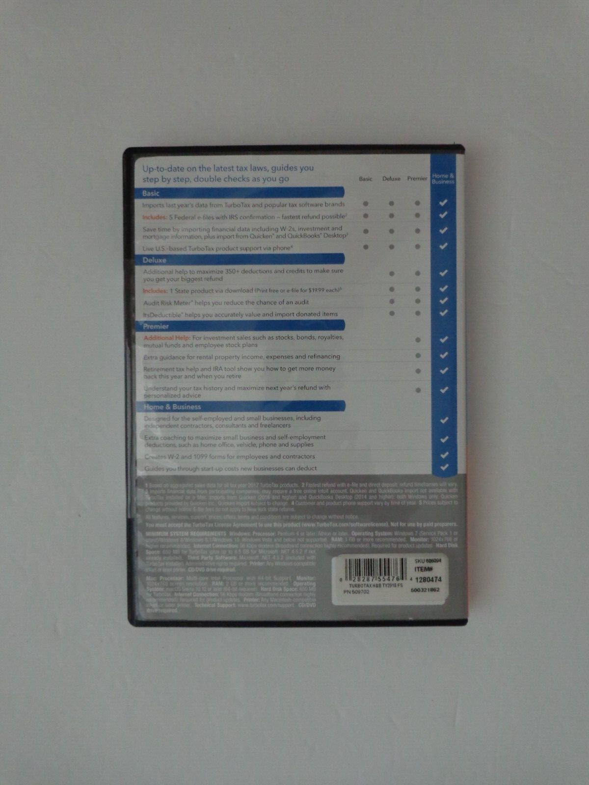 2018 Turbotax Home & Business Federal & State CD PERSONAL & SMALL BUSINESS