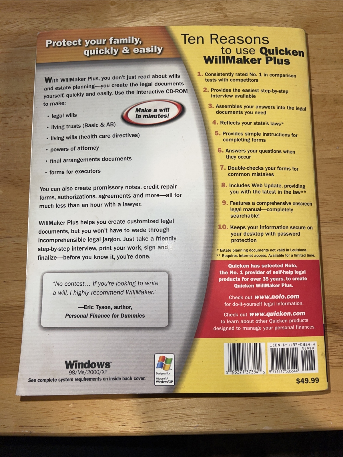 Quicken WillMaker Plus 2006 Estate Planning Essentials Living Trust Disc Include