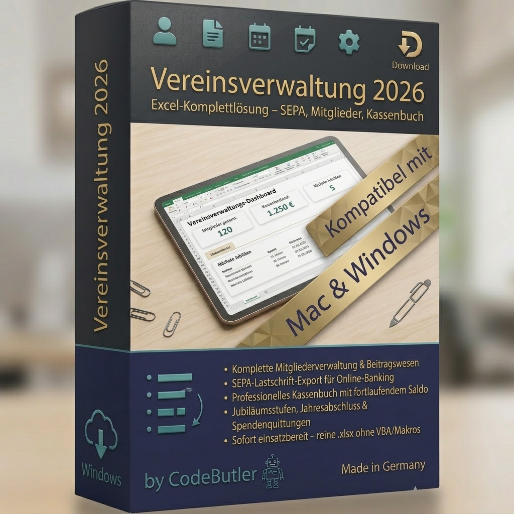 Club Administration 2026 Excel SEPA Members Contributions Cash Book Mac Windows