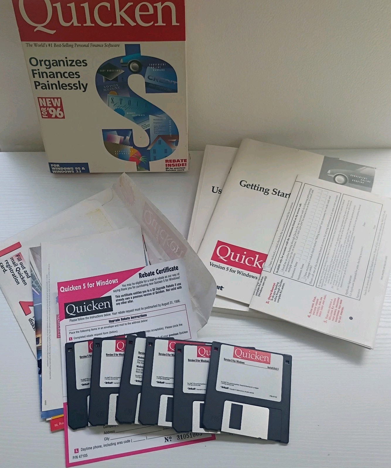 Quicken Financial Software Version 5 For Windows 95 & 3.1 Vtg Computer Disk