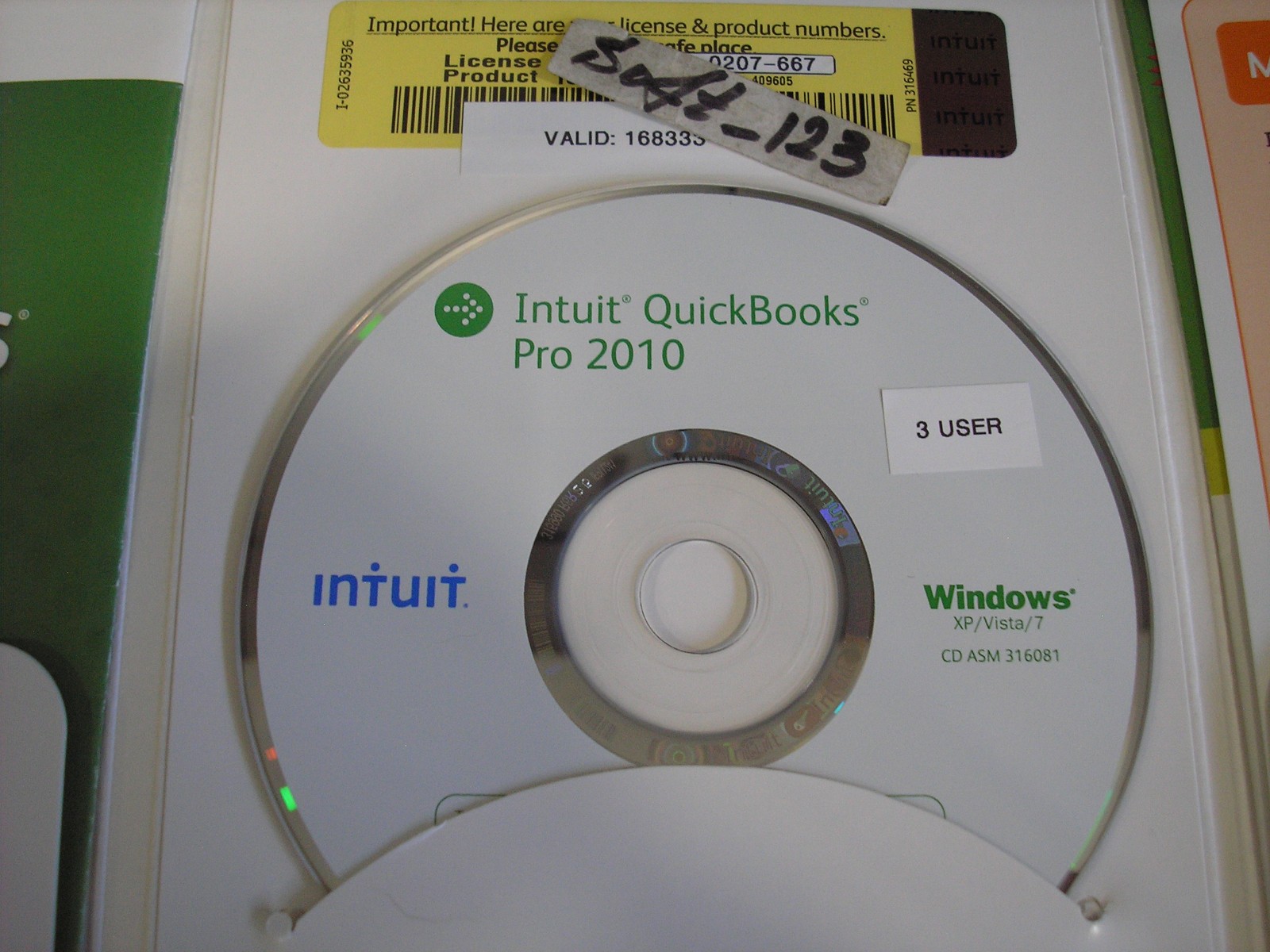 =3 USER VERSION= INTUIT QUICKBOOKS PRO 2010 FOR WINDOWS PC =LIFETIME LICENSE=