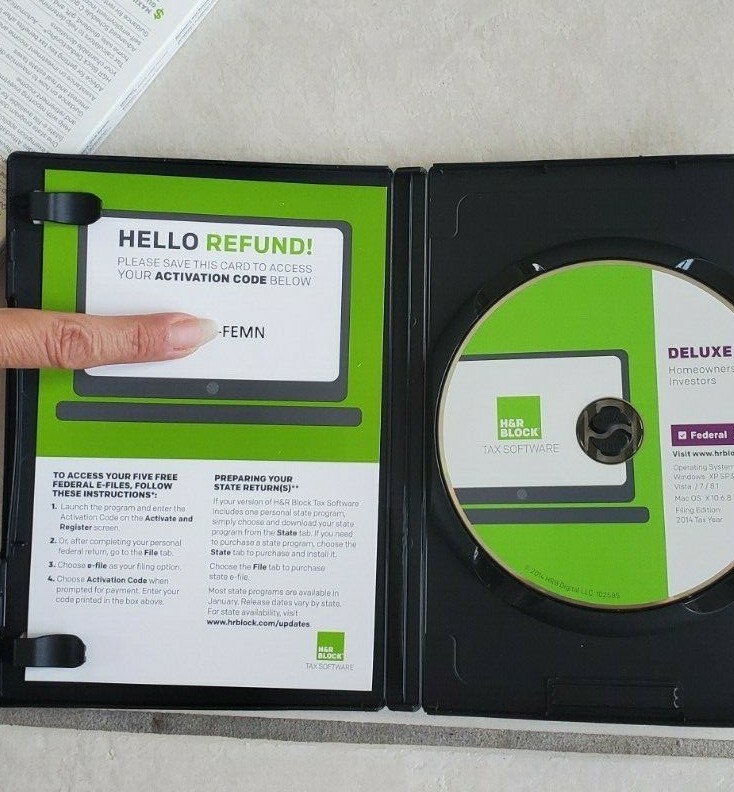 2014 Tax Software H&R Block Federal & State Deluxe Investors Homeowners