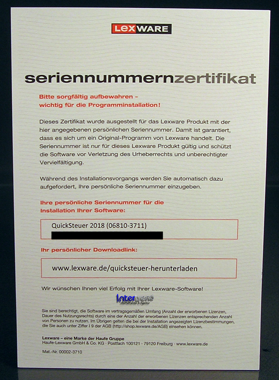 Lexware QuickSteuer 2018 Vollversion Box, CD, Handbuch (PDF) Steuerjahr 2017 NEU