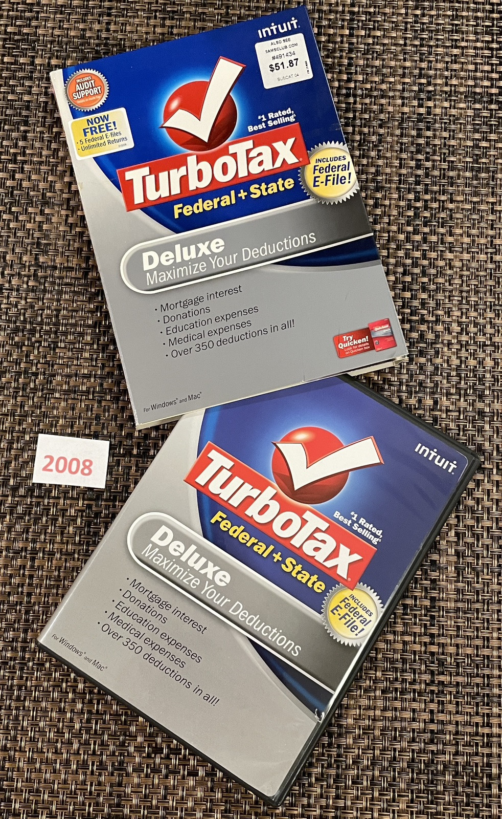 ✅Turbo Tax Deluxe 2008 Federal & State Returns plus Federal E-File in Sleeve