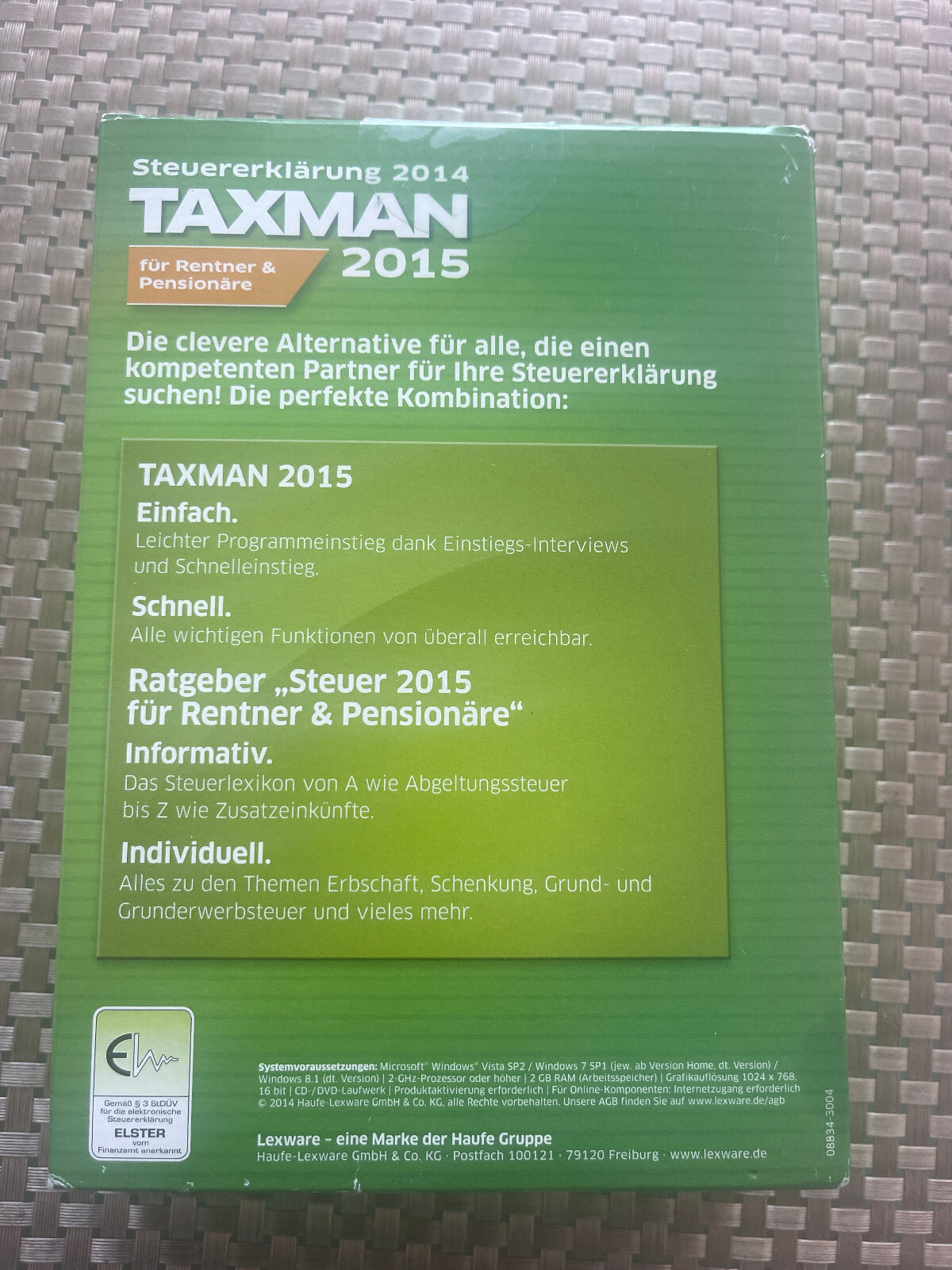 Lexware Taxman 2015 pensioners & pensioners tax year 2014 pensioner declaration new original packaging