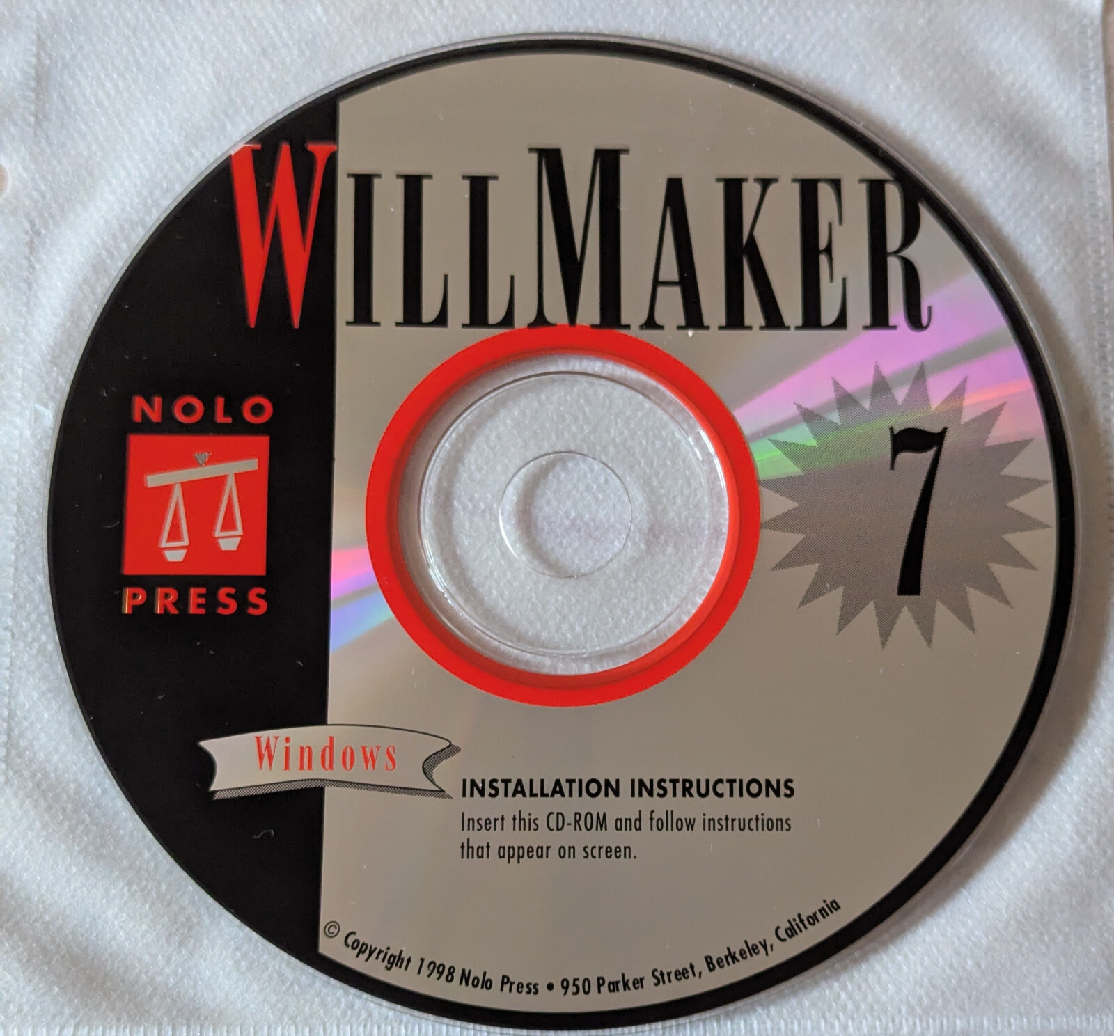 Nolo Press- Will Maker 7 Free Windows 1998 – CD-ROM