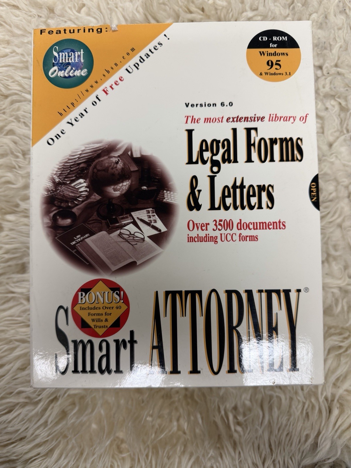 Smart Attorney Legal Forms Letters v6 CD-ROM Sealed Vintage Windows 95