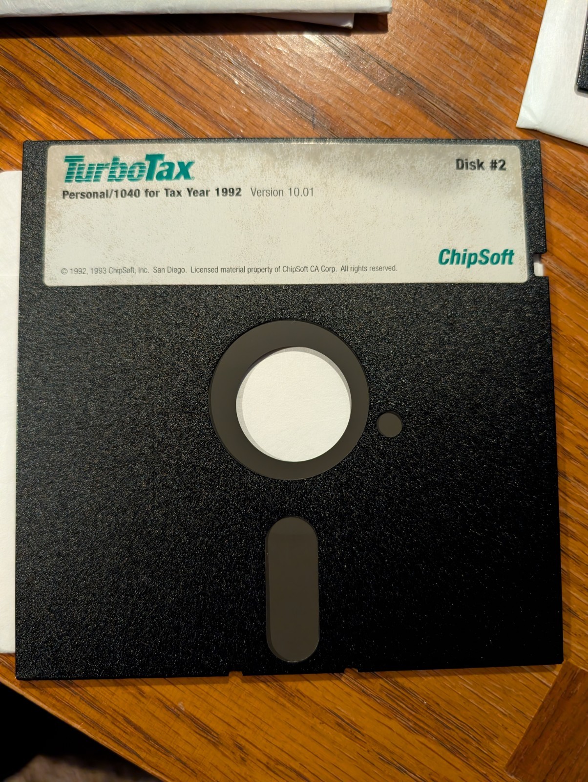 TurboTax Personal 1040 Tax Year 1992 Version 10.01 ChipSoft 5.25″ Floppy 1 2 3 4