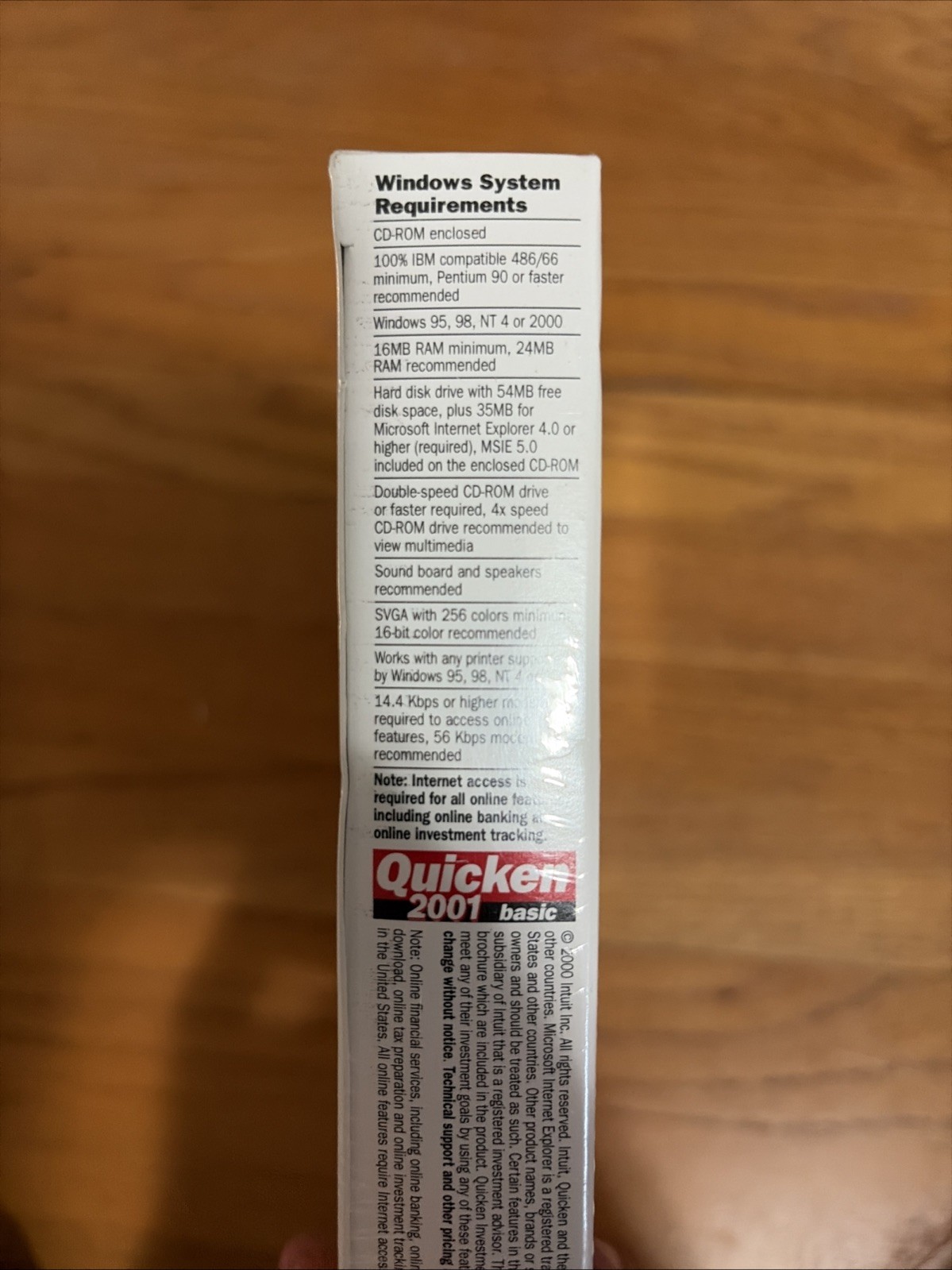Quicken 2001 Basic Software Windows 95/98/NT 4/2000