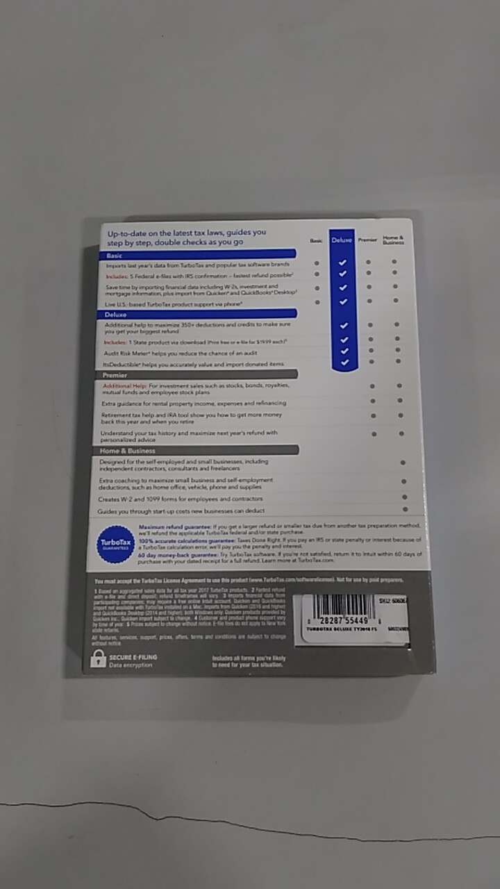 Intuit Turbotax Deluxe Federal + State 2018 Tax Software