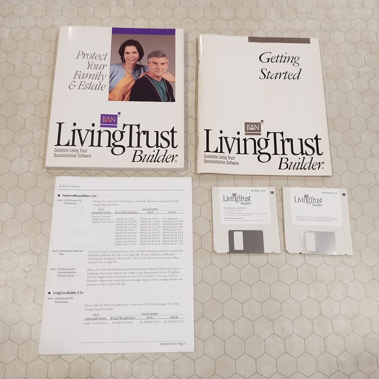 Jian Living Trust Builder, Windows/DOS, 3.5″ disks, 1994