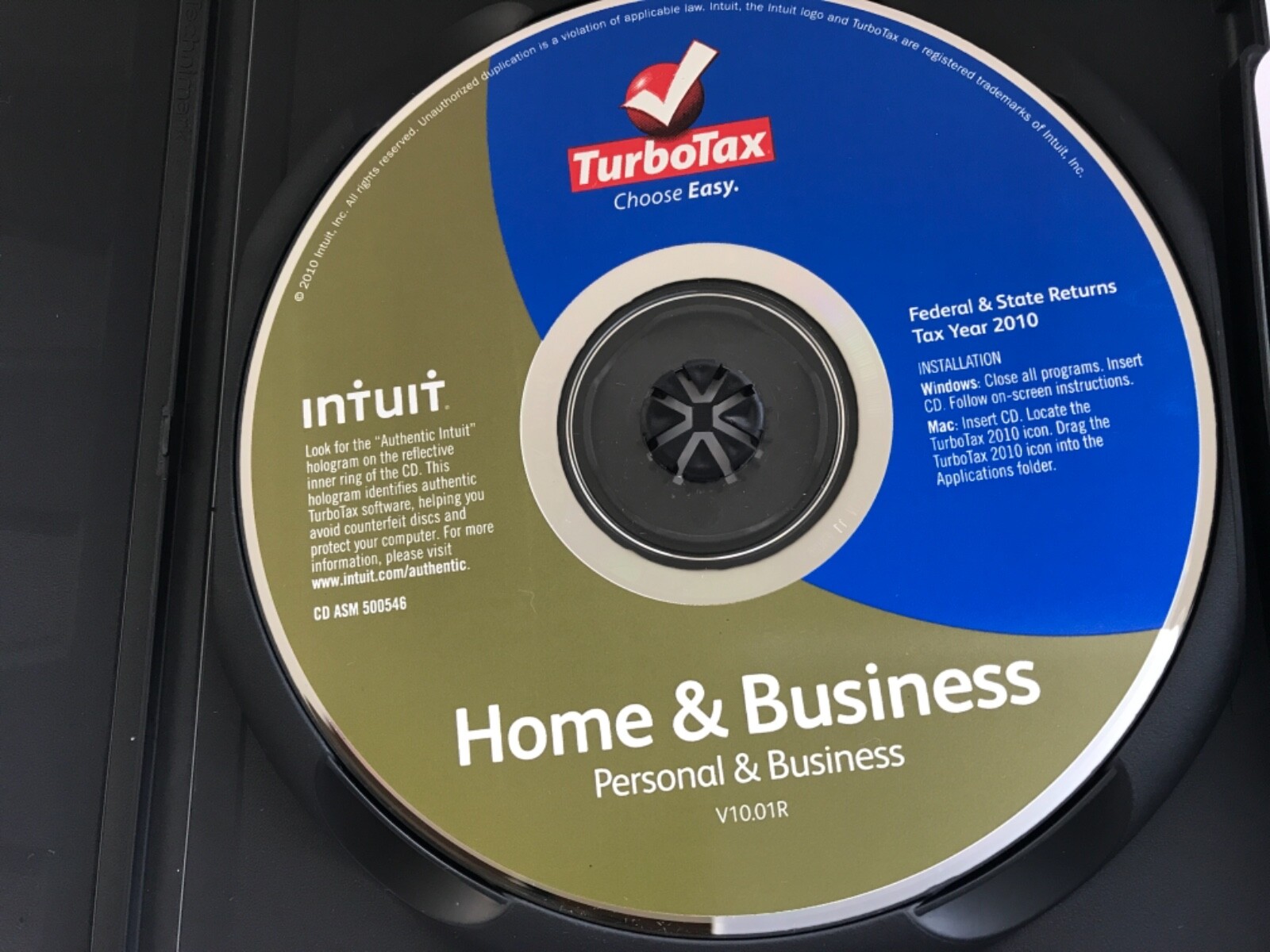 2010 TURBO TAX FED & ST. RETURNS HOME & BUSINESS SCHEDULE C SINGLE MEMBER LLC