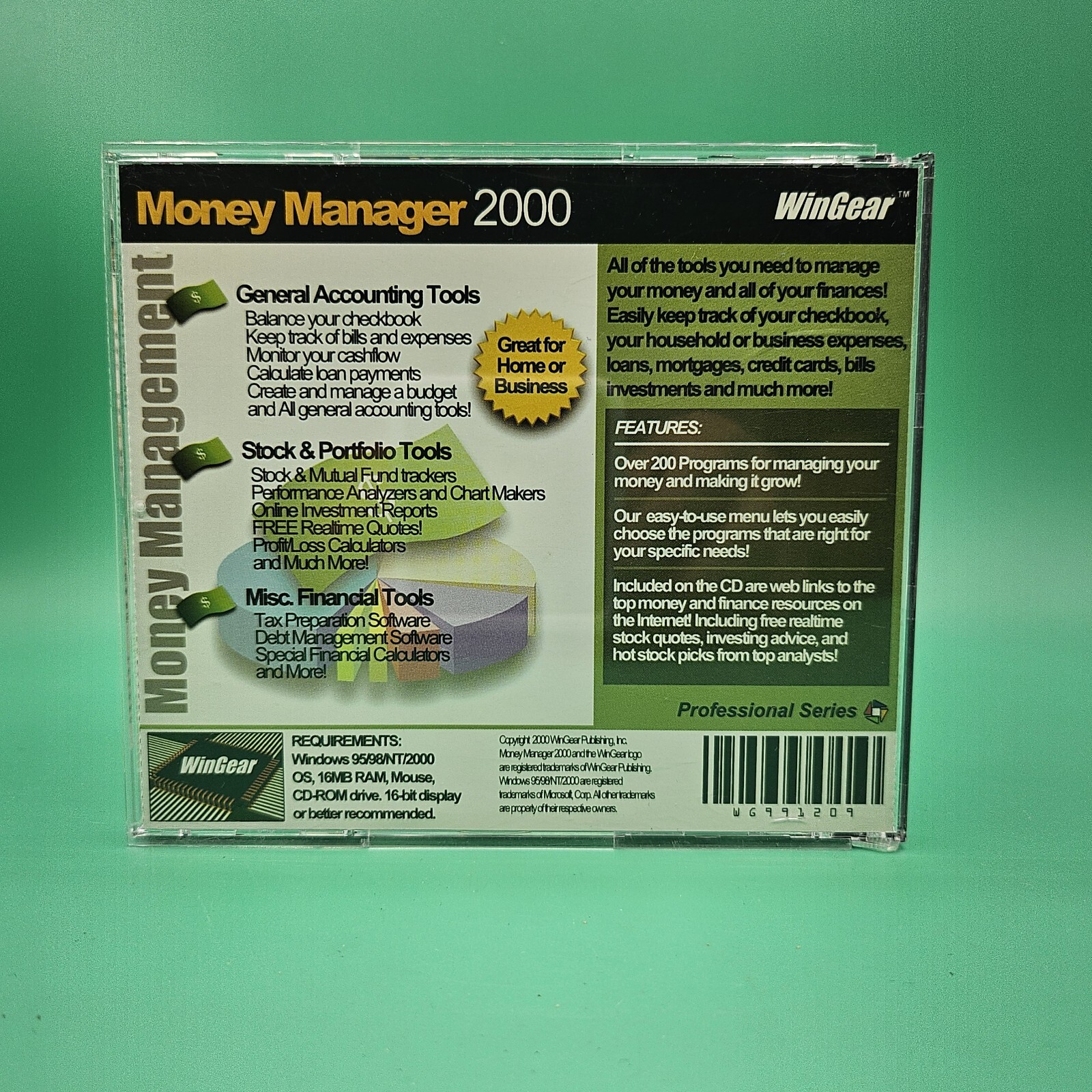 Money Manager 2000 Personal Financial Management CD-ROM Win 95 98 NT Vintage CIB