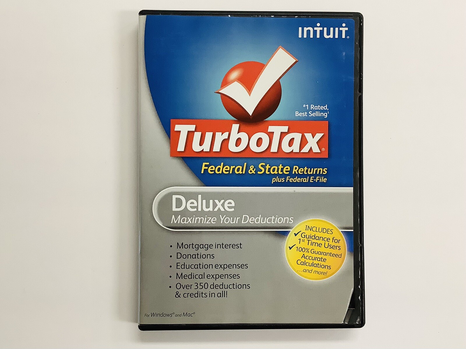 Turbotax 2012 Deluxe. Federal and State + Federal E-file (Win/Mac) LN