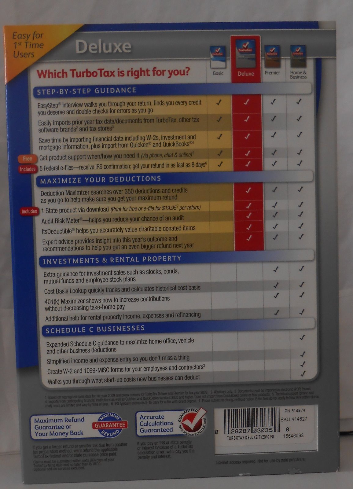 Intuit TurboTax Deluxe Federal + E-File 2010 for PC, Mac