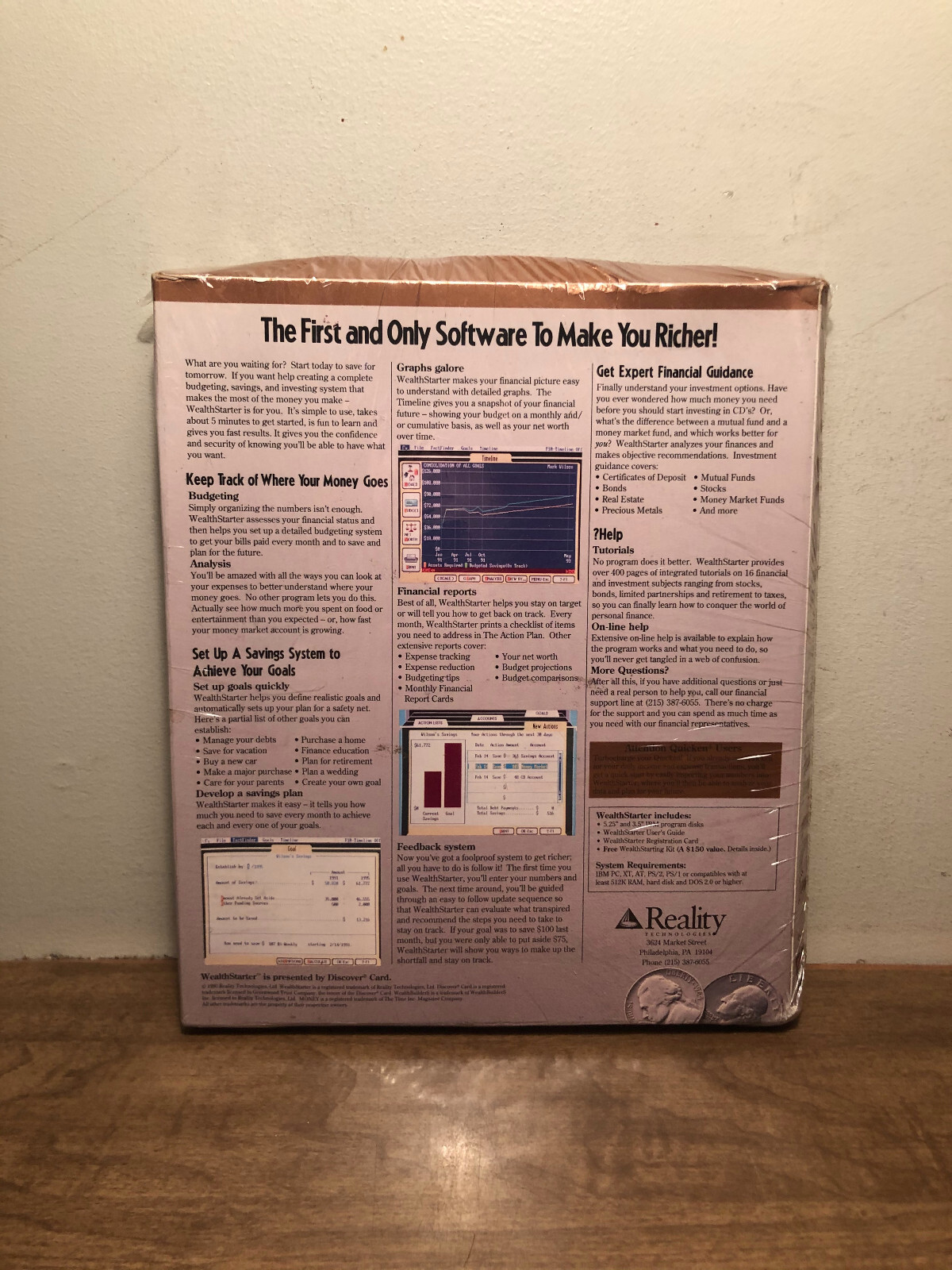 Reality Technologies Wealth Starter Software 1990 New & Sealed
