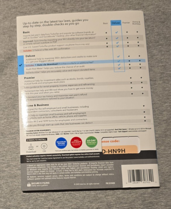 TurboTax Deluxe Tax Year 2022