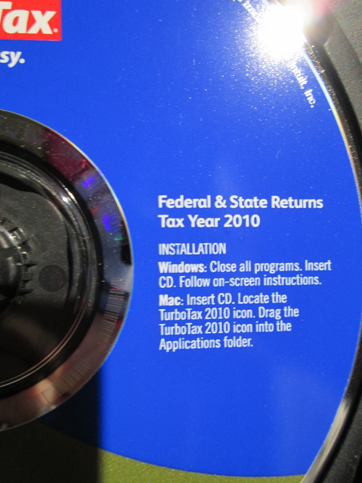 2010 TurboTax Federal Tax Return Home & Business Turbo Tax Intuit – Windows/Mac