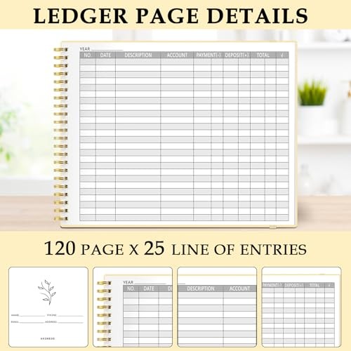 Accounting Ledger Book for Small Business & Personal Use, Light Yellow