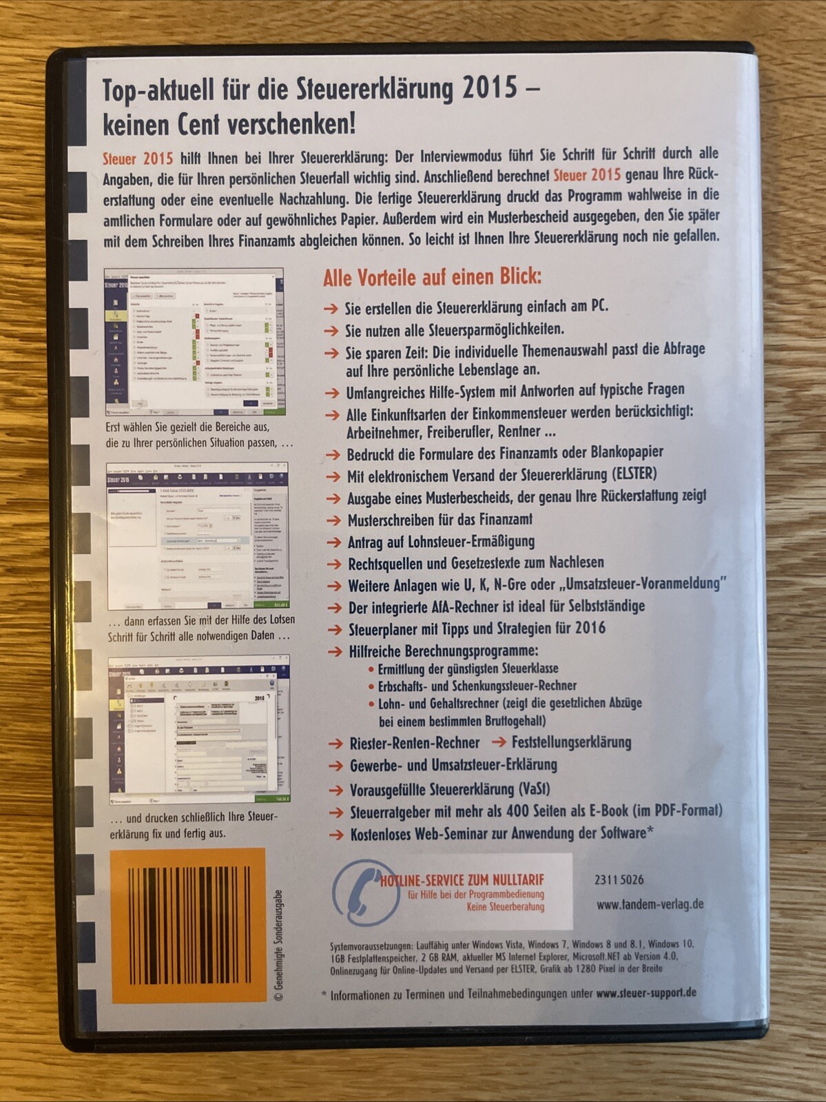 Aldi Steuer 2015 Income Tax Program – CD and Download, Mint!