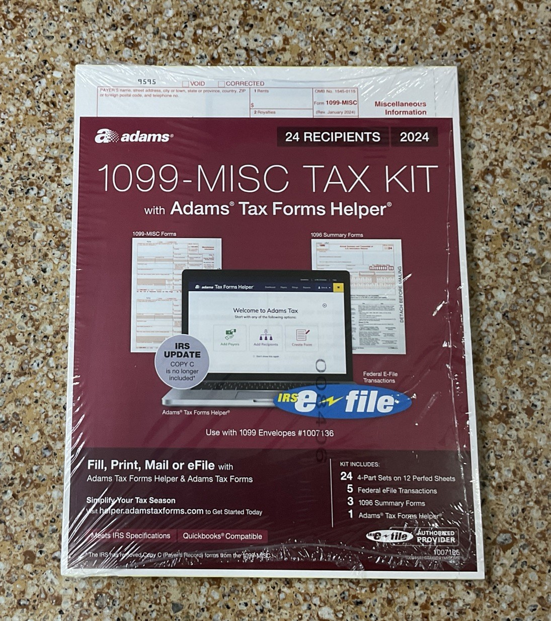 2024 Adams 1099-MISC TAX KIT Forms 4-Part 24 Recipients Fed E-File+Tax Helper
