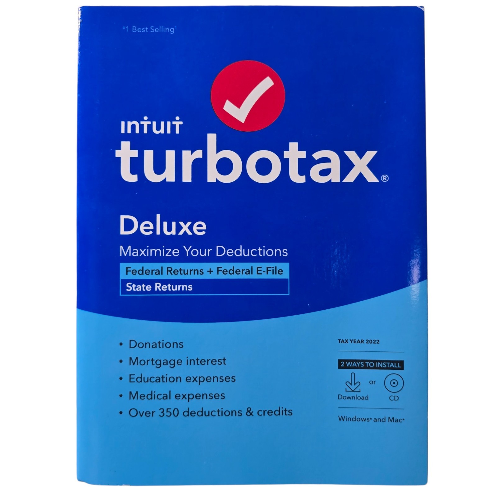 Intuit Turbotax Deluxe 2022 Federal and State Tax Software