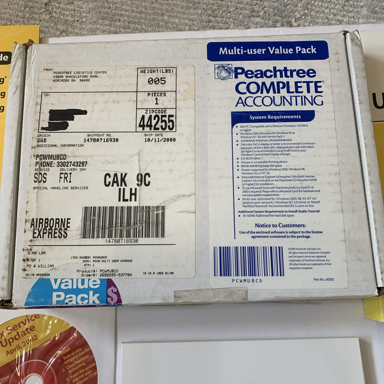 Peachtree Complete Accounting 8.0 Multi-User Value Pack CD Manuals Updates VTG