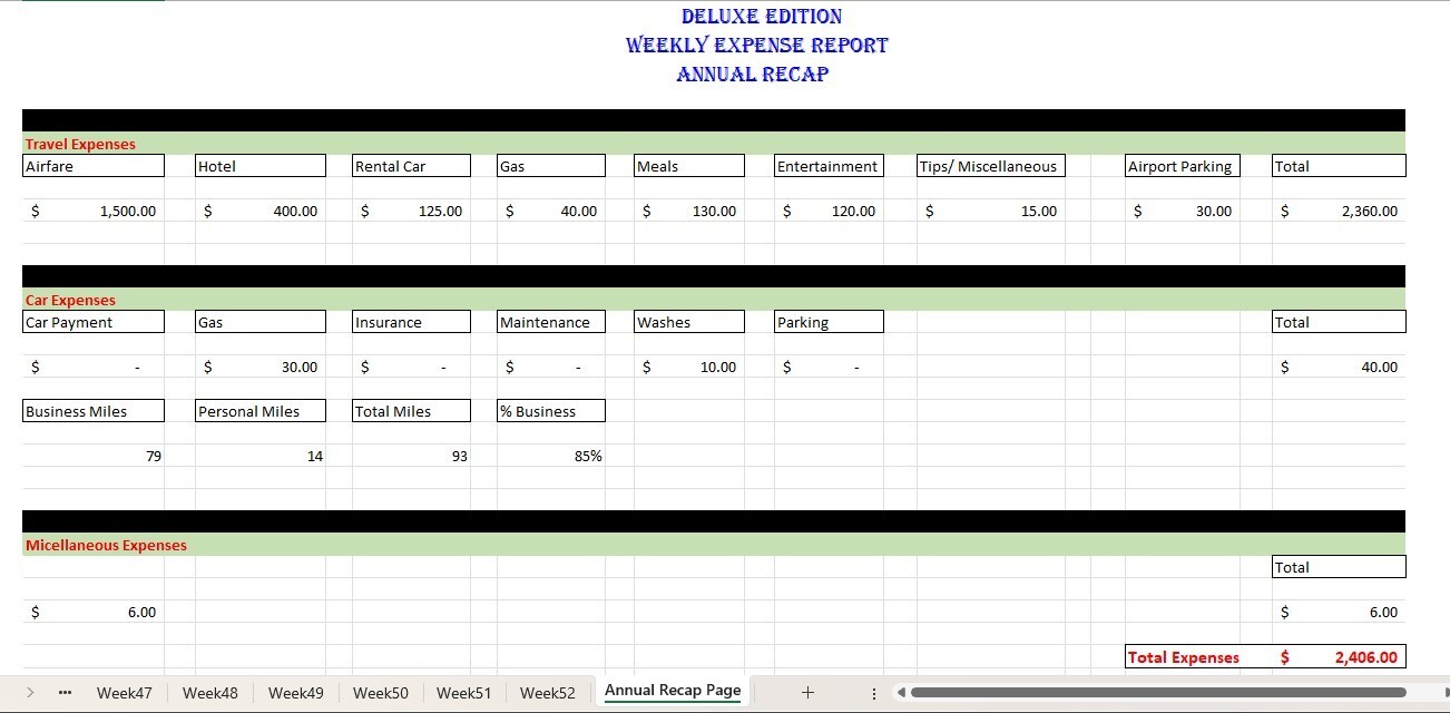 Excel Expense Report Spreadsheet, For PC or Android + FREE Checkbook Register
