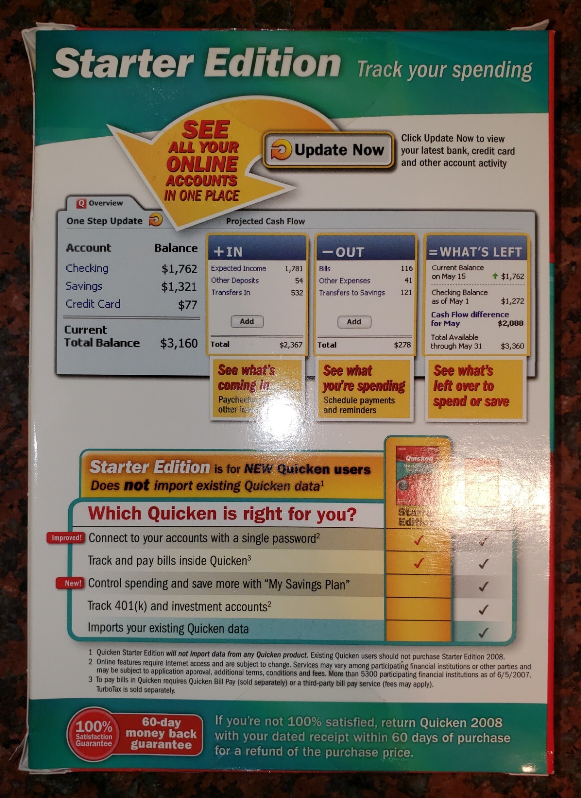 Quicken (Personal Finances) 2008 Starter Edition by Intuit CD-ROM Windows NOS