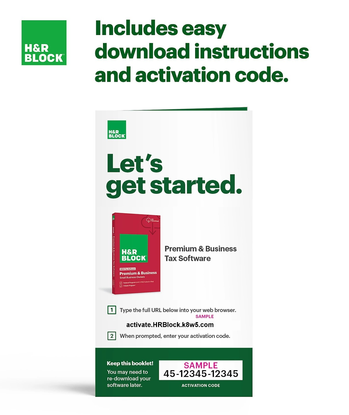 New 2020 H&R Block Tax Software Premium & Business Edition for Win/PC [Key Card]