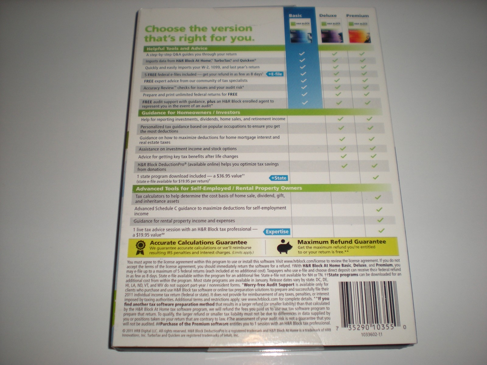H&R Block 2011 Basic Fed Only. Formerly called TaxCut. Imports Turbotax. New.