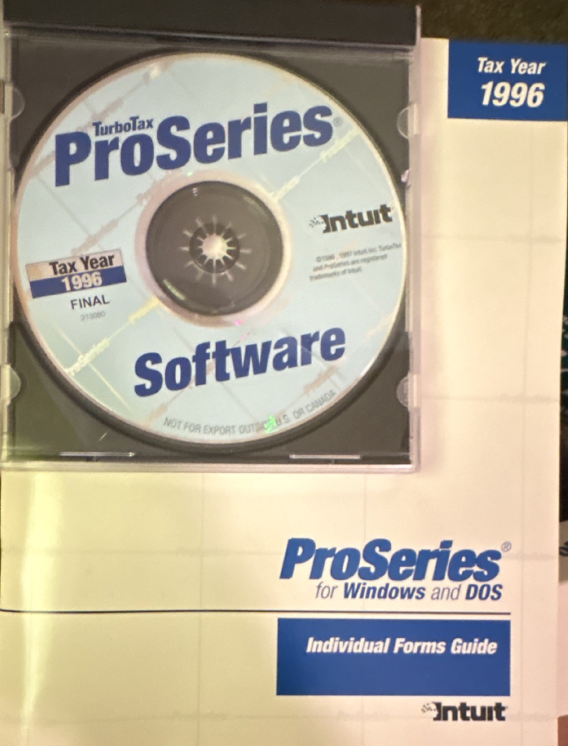 Intuit TurboTax ProSeries 1996 Tax Preparation Final CD for Windows/DOS
