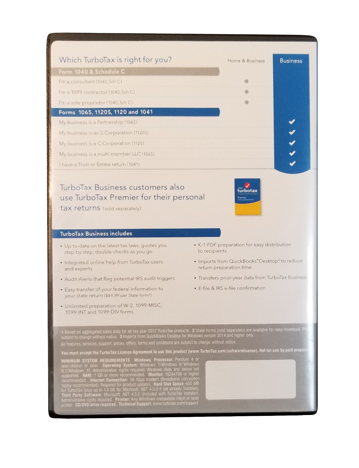 2018 TurboTax Business federal e-file or federal return for PC only