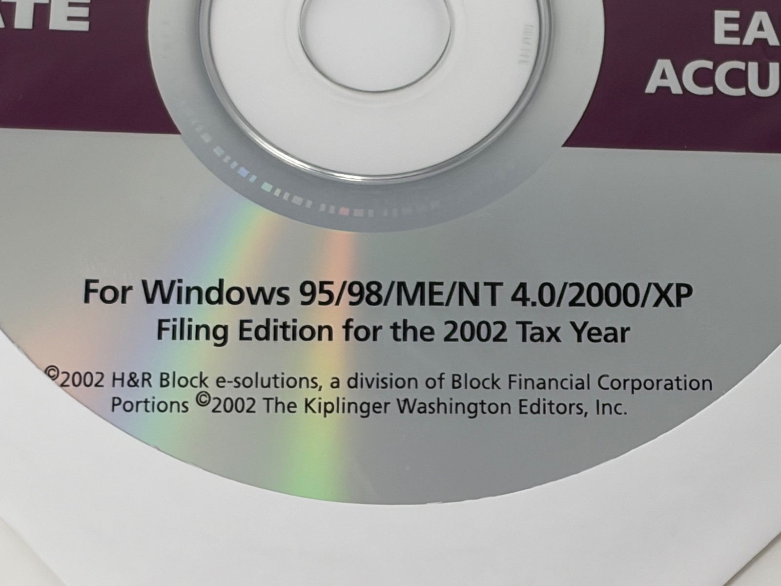 TaxCut from H&R Block State Federal 2002 Tax Year Windows Software CD Disc Only