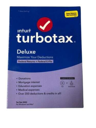 TurboTax Deluxe 2020 – Physical Disc STATE NOT INCLUDED