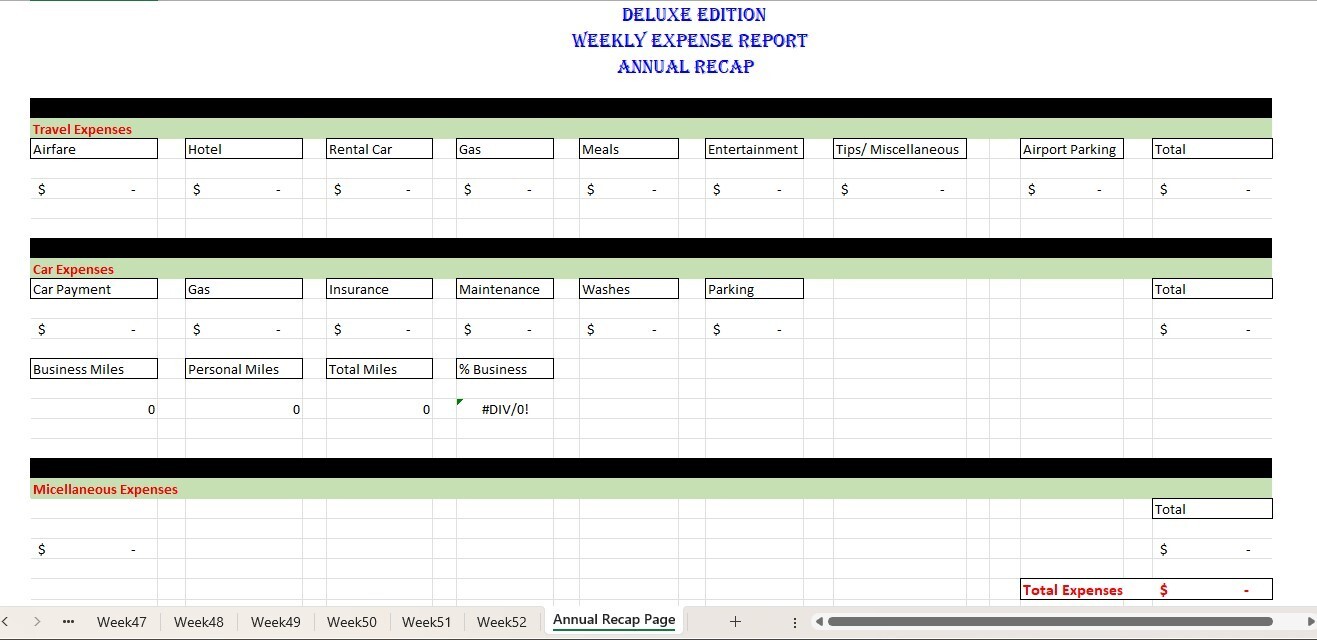 Excel Expense Report Spreadsheet, For PC or Android + FREE Checkbook Register