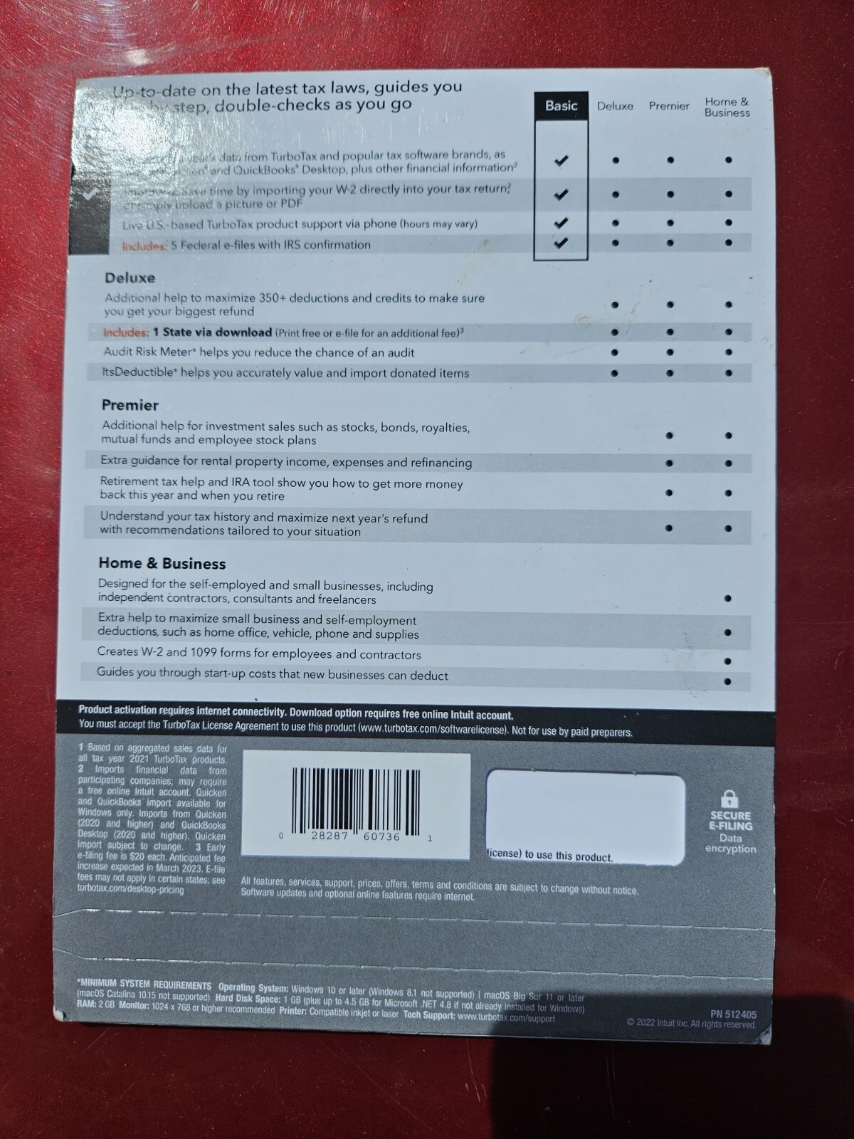 2022 TurboTax Basic• PC Or Mac CD or Download • Federal Returns + Federal E-File