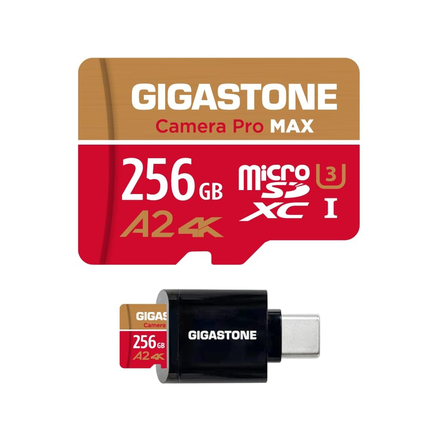 [5-Yrs Free Data Recovery] GIGASTONE 256GB Micro SD Card with USB 3.2 Type C …