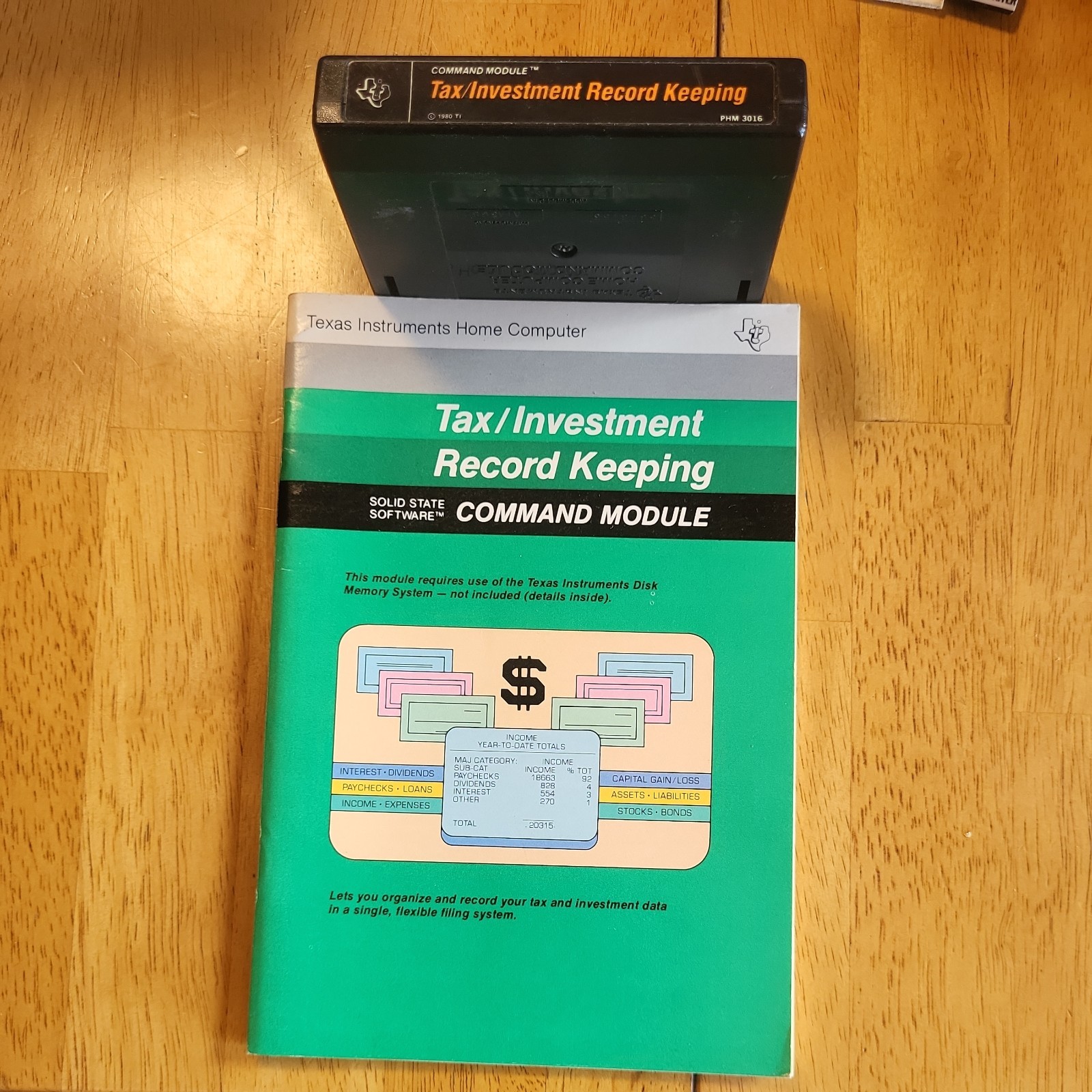 Tax/Investment Record Keeping black cartridge Texas Instruments TI994A . C 1980