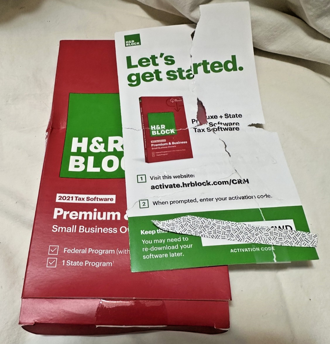 Open Box Key Card H&R Block Tax Software Premium Business 2021 PC Turbotax USA