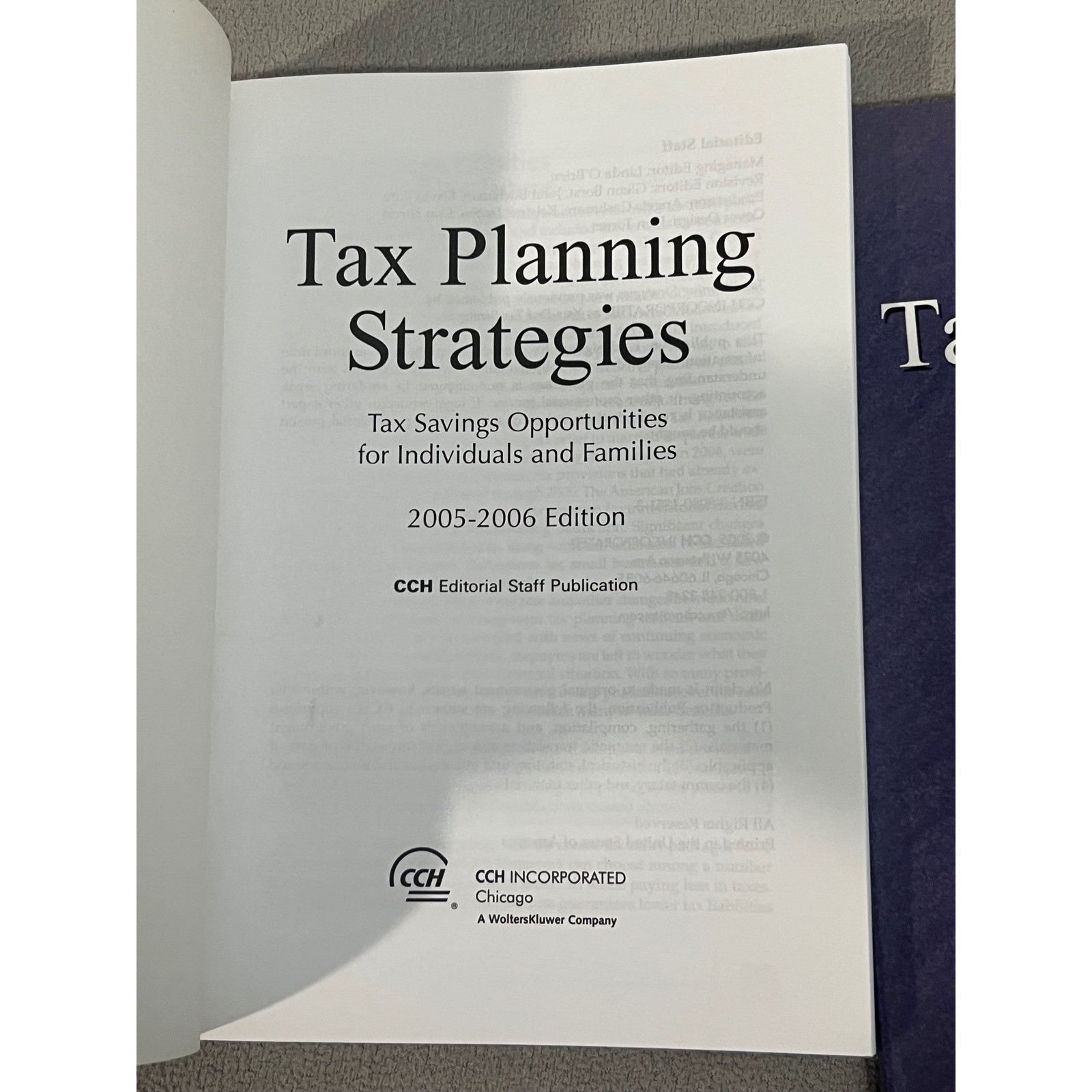 CCH Tax Planning Strategies Tax Savings individuals Families 05-07 Editions