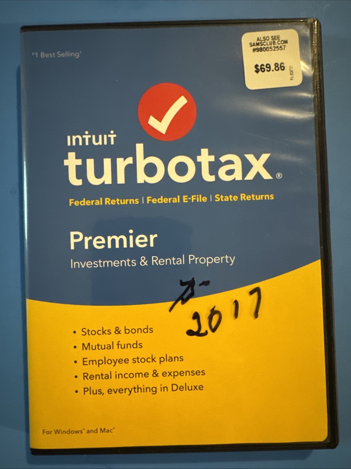 2017 Intuit TurboTax Premier Investments Personal Tax CD Windows & Mac Very Good