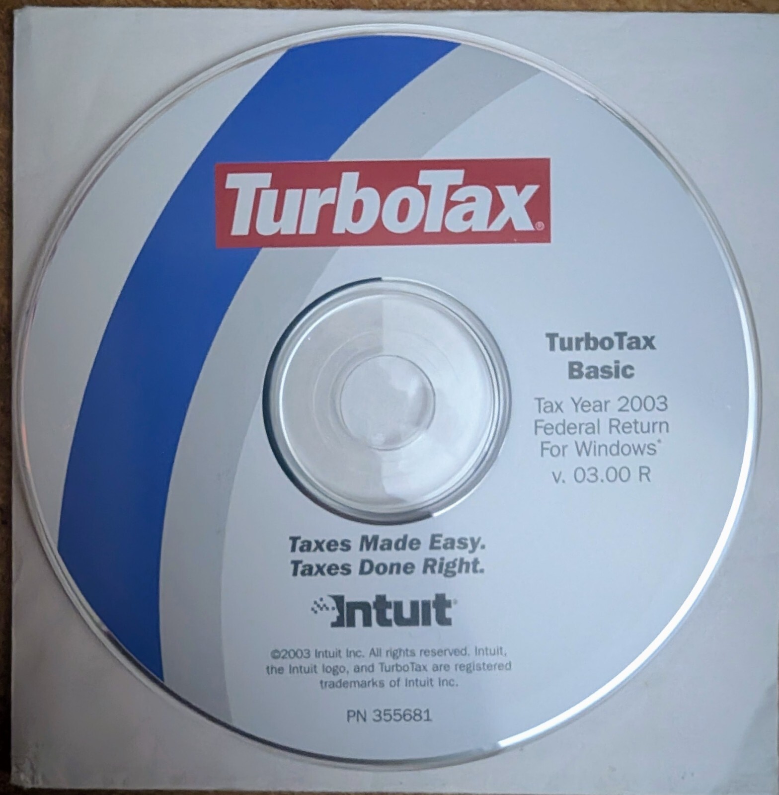 TurboTax Basic Federal 2003 Intuit Windows