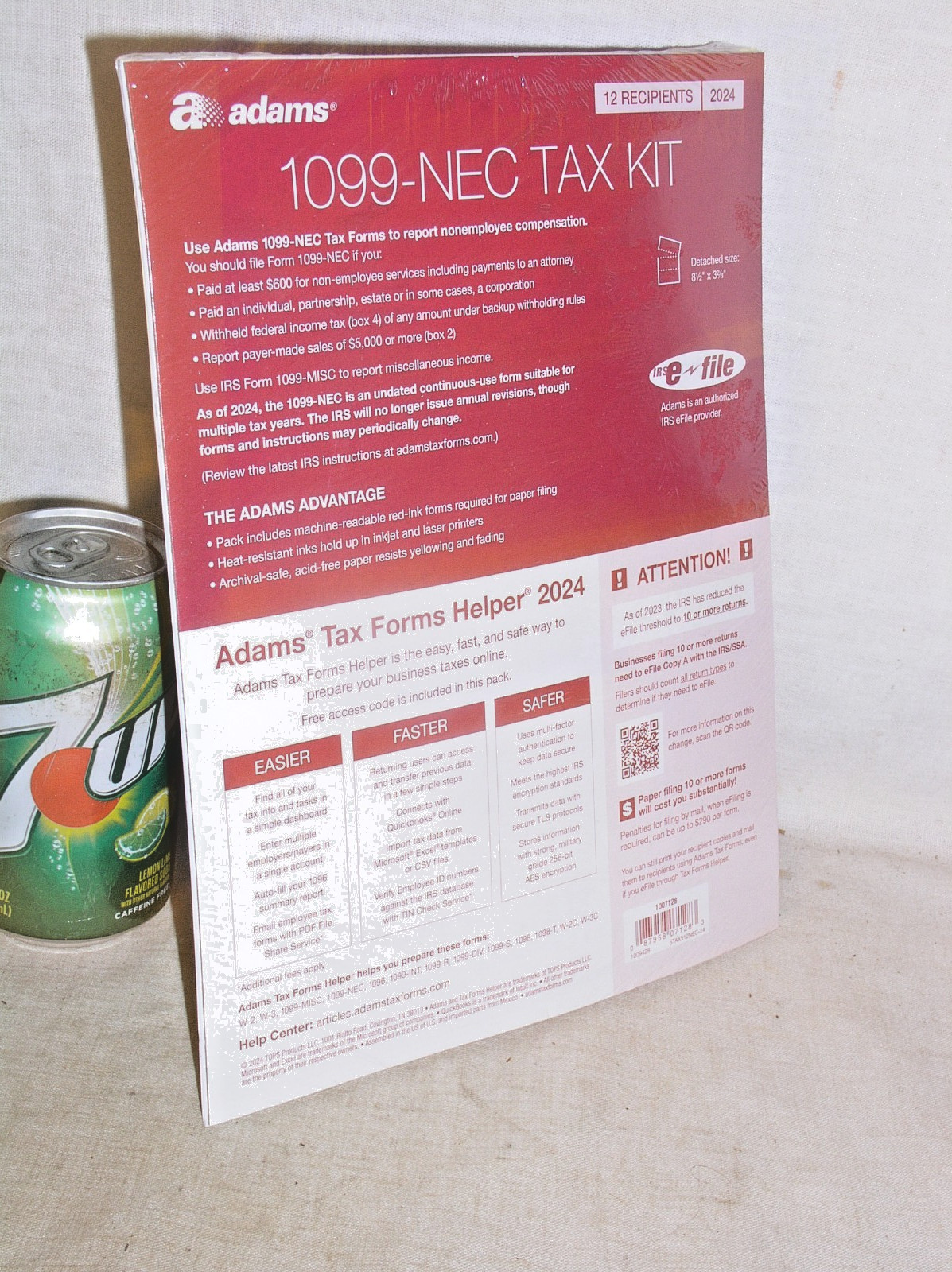SEALED 2024 ADAMS 1099-NEC TAX KIT FORMS 4-PART 12 RECIPIENTS+SUMMERY+HELPER