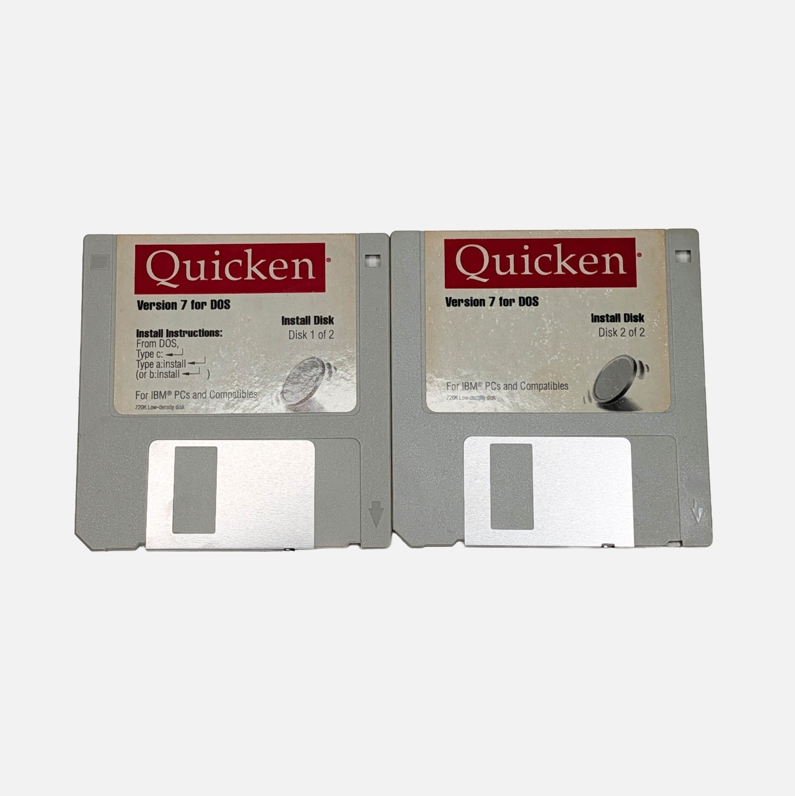 Quicken for DOS Version 7 Install Disks 3.5″ Floppy Disks Vintage