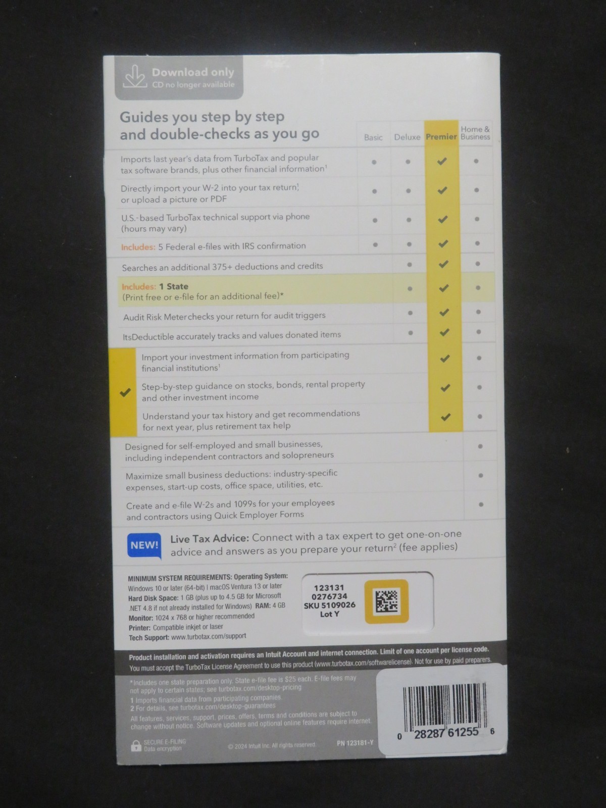 2024 Intuit Turbotax Premier Investments Rental Federal State Windows Staples