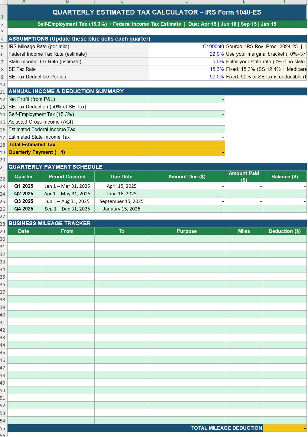 US Accounting Small Business Finance Bookkeeping Self Employed Excel Spreadsheet