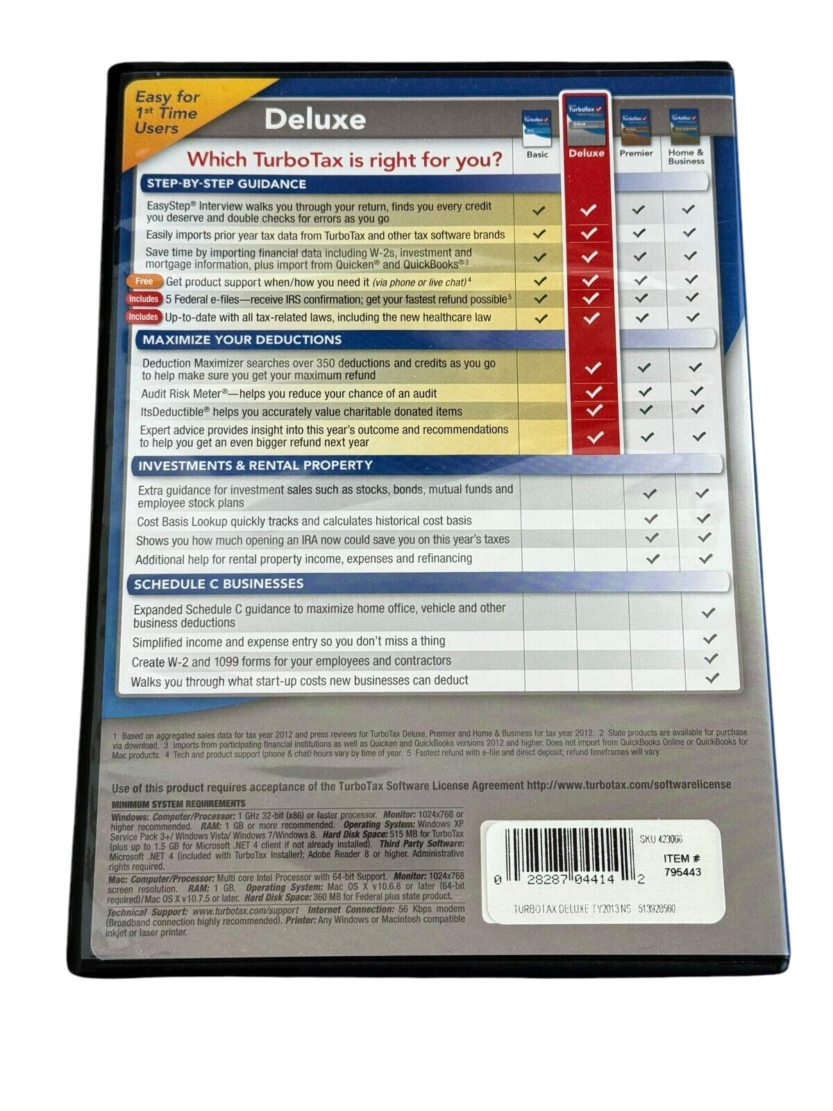TurboTax Deluxe 2013 Federal Returns + Federal E-File for Windows and MAC