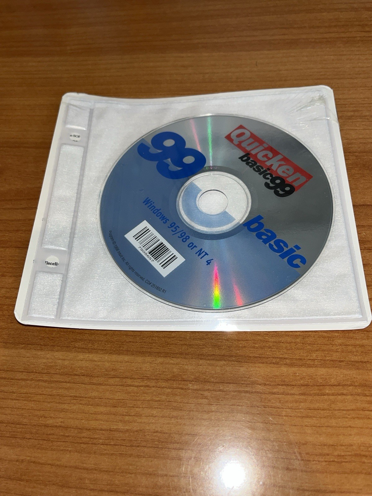Intuit Quicken Basic 99 Software Disc CD for Windows 95/98 or NT 4 BRAND NEW